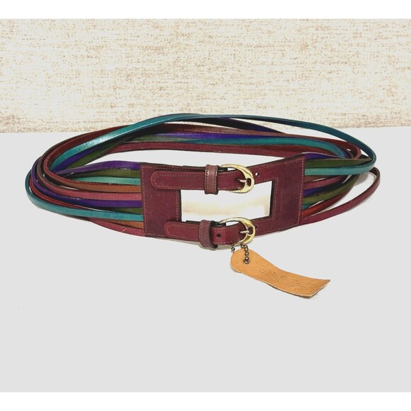 VTG Joan & David Wide Belt Leather Multi Strand Ltd Ed 31 in. Sz M Double Buckle main image 6
